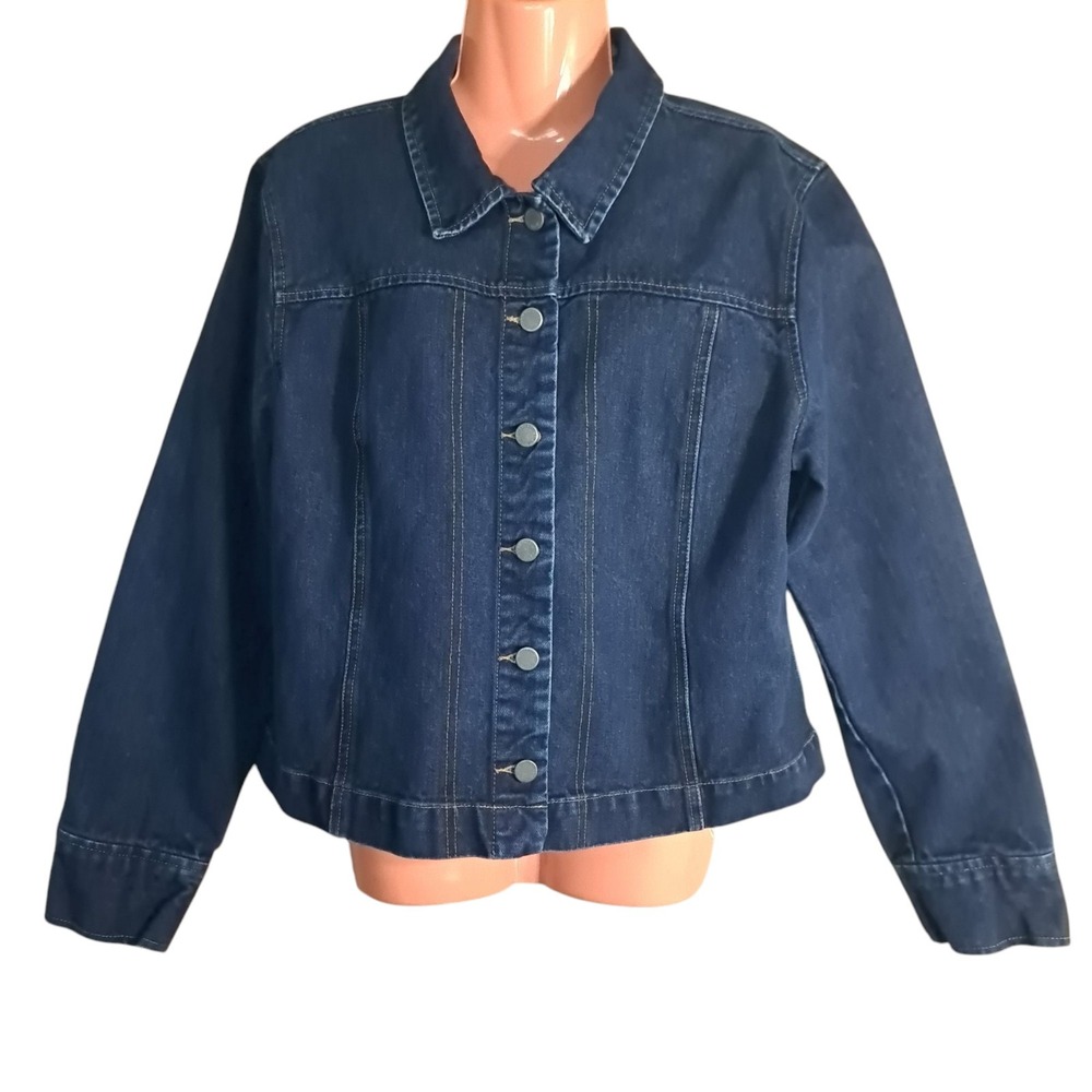 New York & Co Women's Blue Denim Jean Jacket Button Size XL